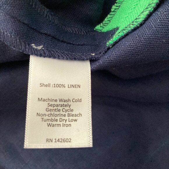 Sail To Sable Linen Blue Green Tunic Dress Womens L Linen Blend Coastal Preppy - Picture 13 of 13